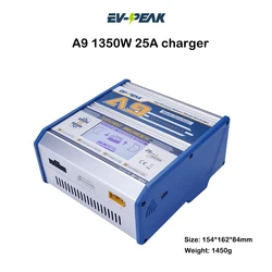 EV-PEAK A9 Intelligent Touch Screen balance charger DC Charger/Discharger 1350W Discharge 100W/25A for FPV Fixed Wing Drone