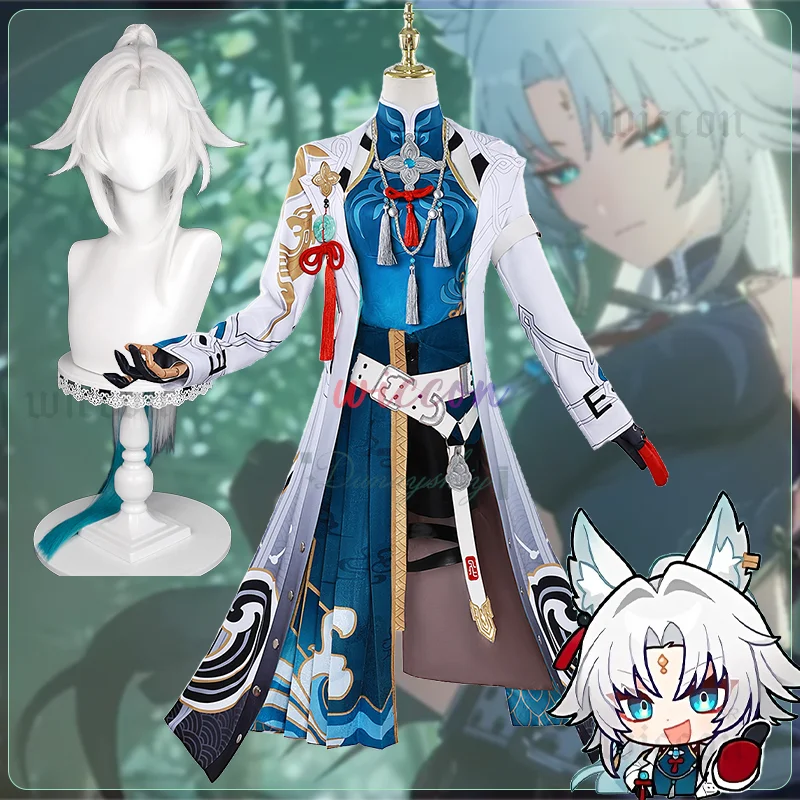

Honkai Star Rail Feixiao Косплей Костюм Парик Пальто Полный комплект Аксессуары Обувь Хэллоуин Карнавал Взрослый