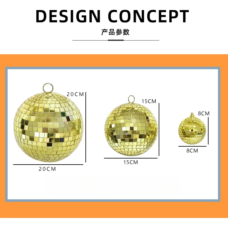 Świąteczna kula Oświetlenie sceniczne Wiązka światła Obrotowa szklana kula Lustro Odblaskowa kula Rekwizyt Złoto Srebro Czerwona Odblaskowa atmosfera
