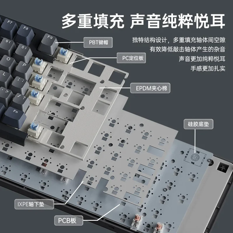 Langtu 무선 블루투스 핫스왑 기계식 키보드, 2.4g, RGB E-스포츠 키보드, 104 키, PC 액세서리, 게이머용 선물, LT104