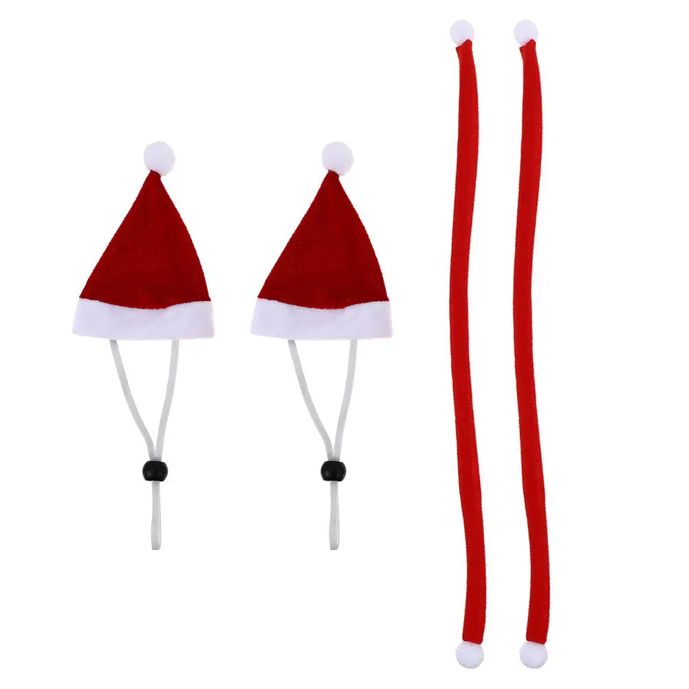 

2Sets Pet Christmas Hat Scarf Set Elastic Chicken Duck Xmas Costume Accessory Breathable Winter Dress Up Small Pet