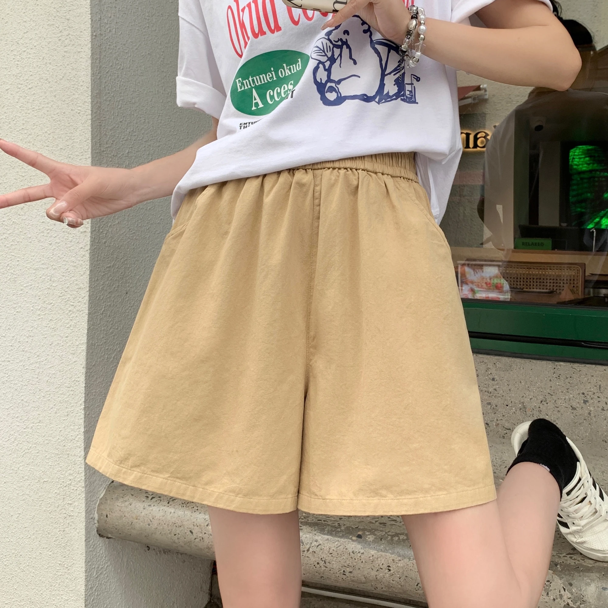 Plus Größe Leinen Shorts Für Frauen Sommer Shorts 2025, Hohe Taille Breite Bein Lose Cargo Hosen Frauen Koreanischen Stil Casual Shorts