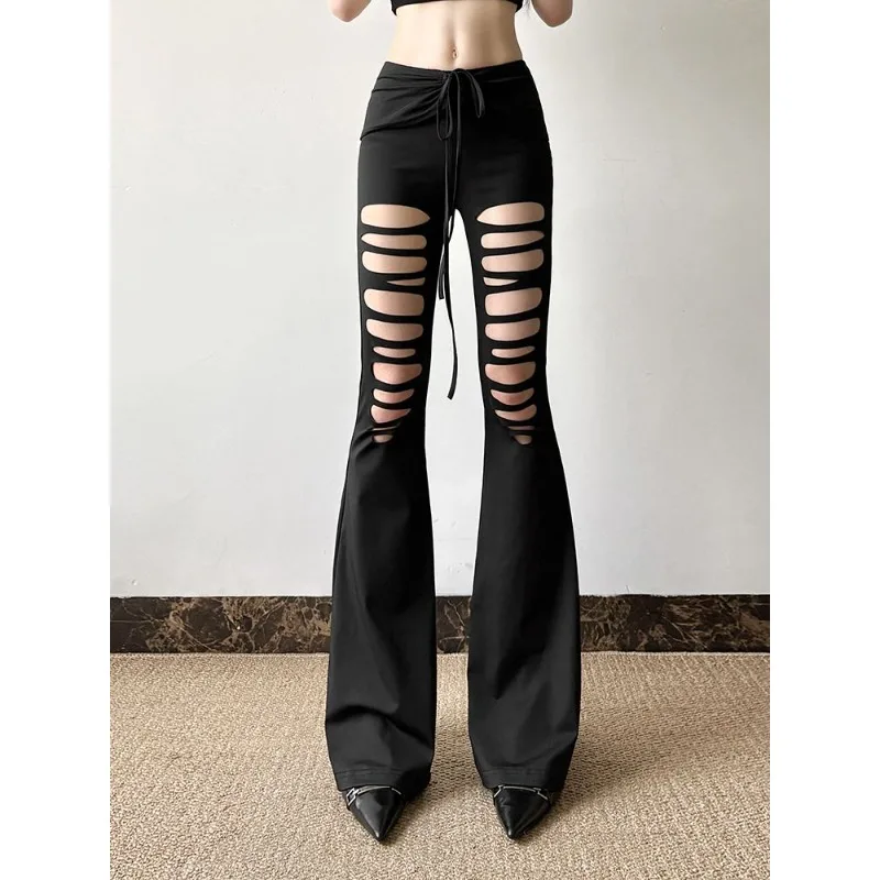 Dark Punk Ripped Old Babes Sexy Flared Pants Niche Fashionable Skinny Slacks Women