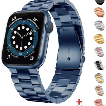 애플 워치 밴드용 스테인리스 스틸 스트랩, 금속 링크 팔찌, iWatch 시리즈 8, 7, 6, 5, 4, 3 se, 울트라 49mm, 44mm, 45mm, 38-42-40mm-41mm 