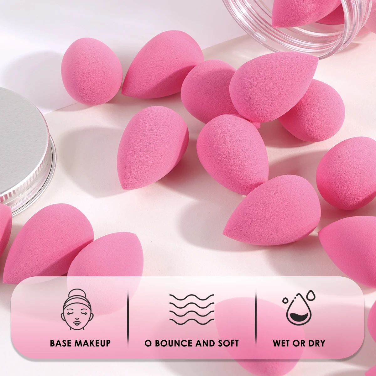 MAANGE 50pcs Mini Makeup Sponge Egg Water Drop Small Beauty Egg Powder Puff Wet&Dry Use Sponge Cosmetic Tools With Storage Box