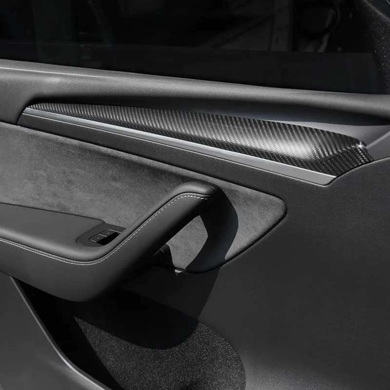 100% Real Dry Carbon Fiber for Tesla Model 3 2017-2023 Model Y 2021-2023 Oct. Dashboard Door Trim Cover Sticker Decoration