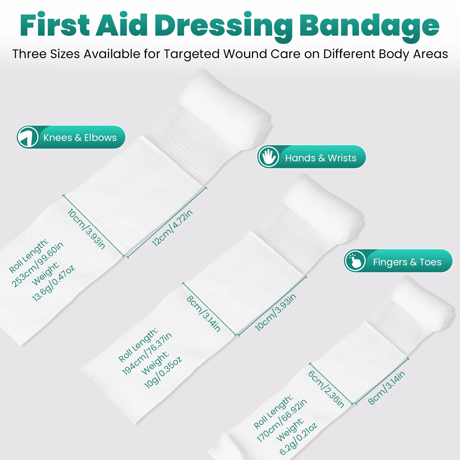 Disposable Sterile First Aid Dressing Bandage Latex Free Breathable Gauze Bandage for Wound Care Human & Pet Emergency Use