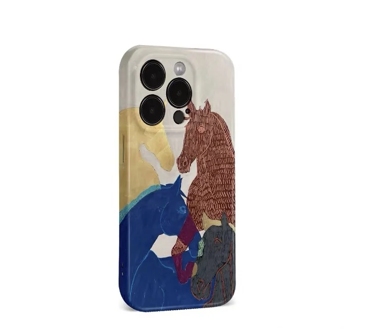 Oil Painting of Four Horses Phone Case for IPHONE 17Air 16E 15PROMAX 14Plus 13 12MINI 11PRO 16Plus XR XS MAX Acrylic Phone Cover