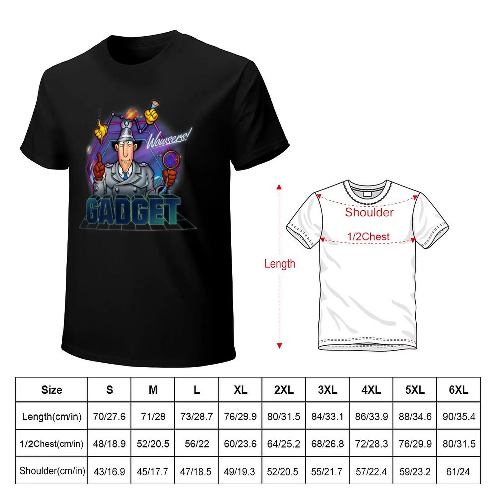 Inspector Gadget Adult Retro Neon 03 T-Shirt Soft Casual Short Sleeve Cotton Tee