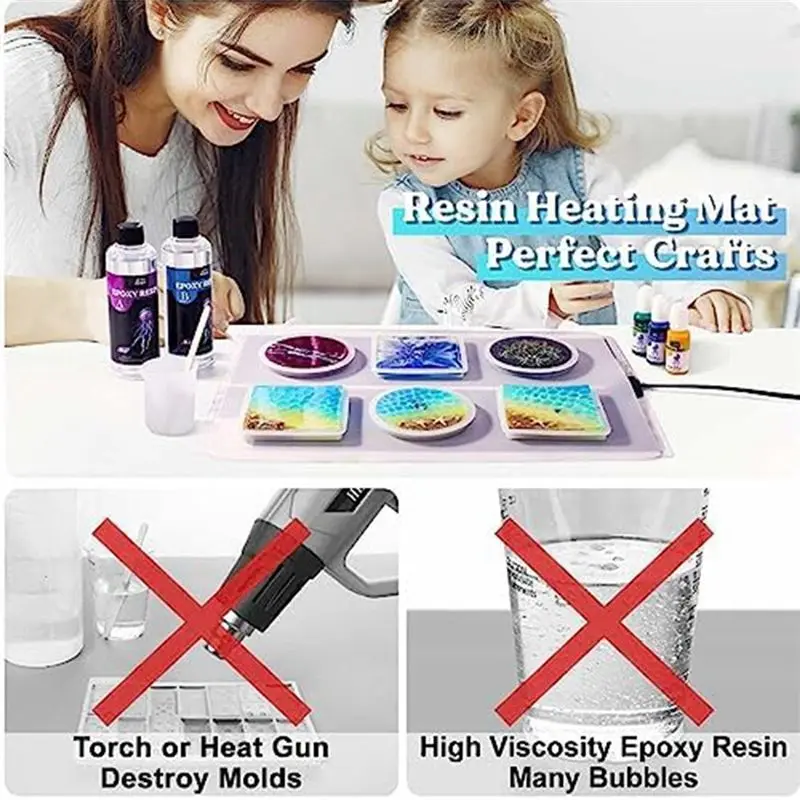 

A24I Resin Heating Pad, Epoxy Resin QuickDry Tool Set with Timer and Lid, Suitable for Coaster Jewelry Silicone Mold US Plug