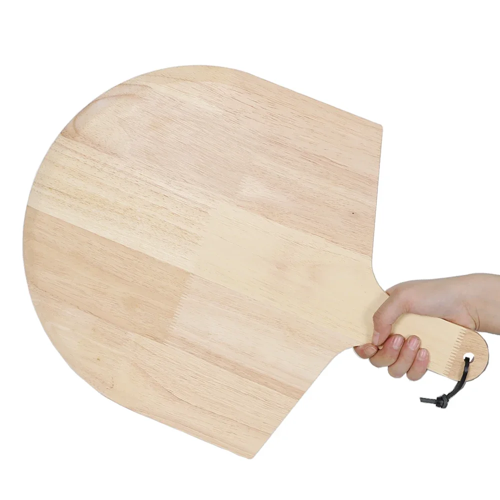 PizzAtHome 14 inch Wood Pizza Peel Pizza Paddle Cutting Board with Handle Baking Bread Cutting Fruit Vegetables Cheese