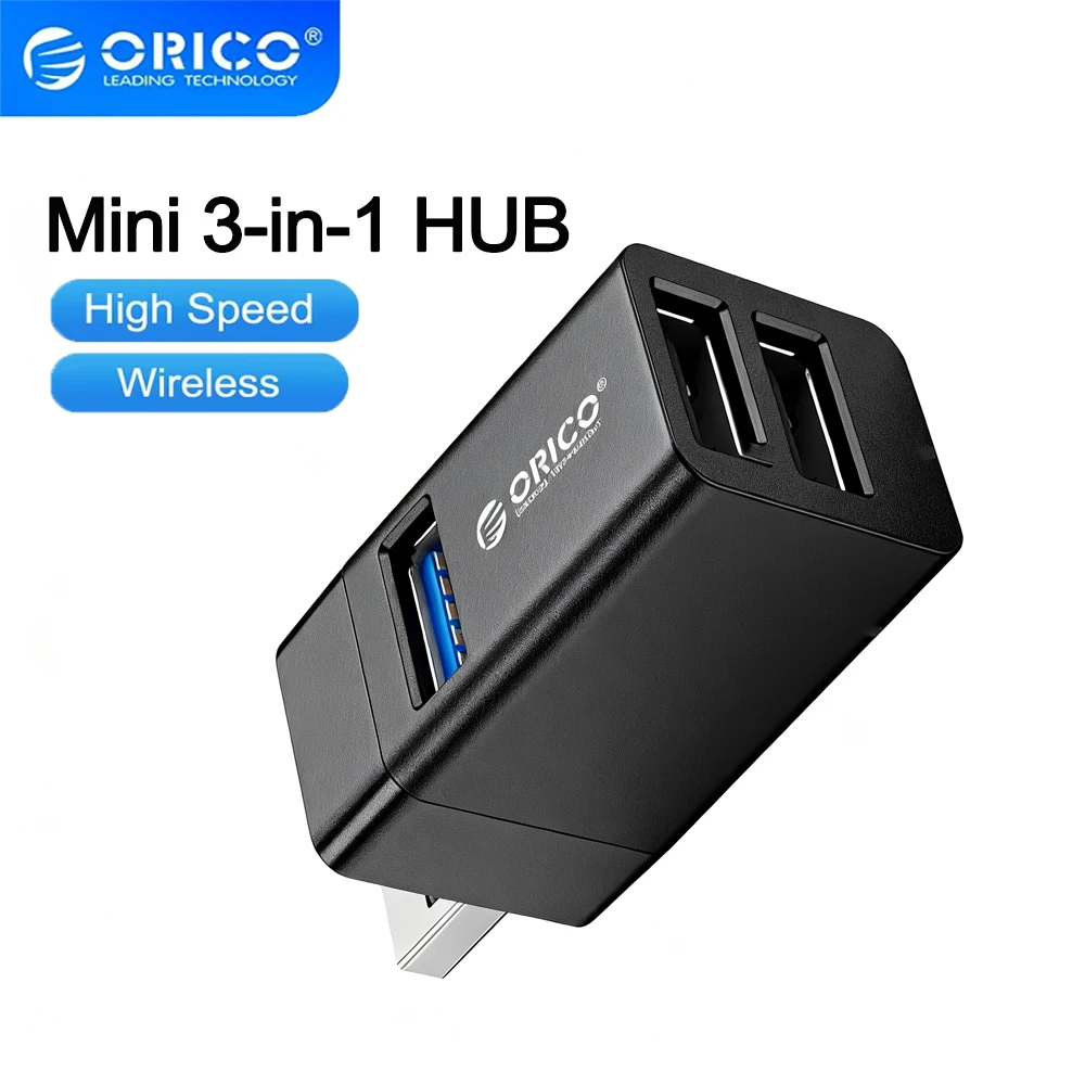 

ORICO USB HUB Mini 3-in-1 Hub Splitter USB 3.0 5Gbps High Speed Expanded USB 2.0 Expansion Free Drive Compatible for Laptop