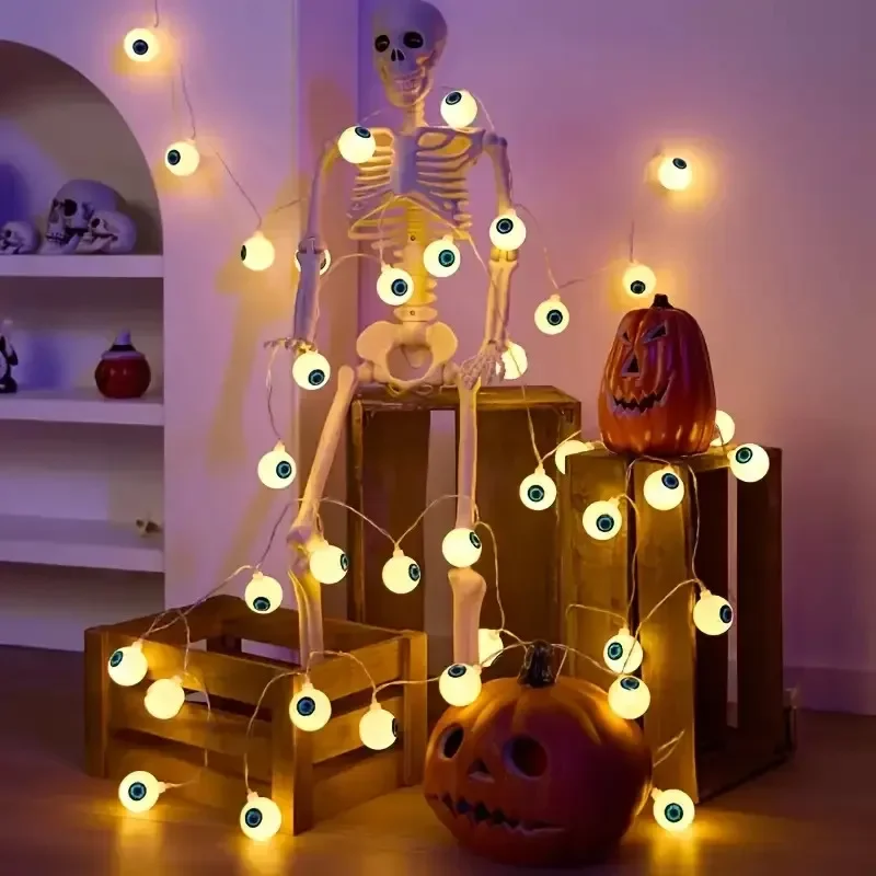 LED Eyeball Ambient String Lights 20LED Hanging Halloween Decoration Lights Battery Powered Decorative for Indoor Outdoor Lamp
