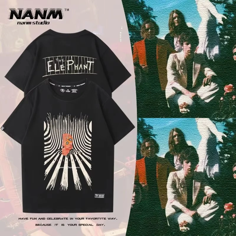 

Cage The Elephant Cage Like Rock Band Men's and Women's T-Shirt Short Sleeve Male and Female Couples Summer Loose Casual