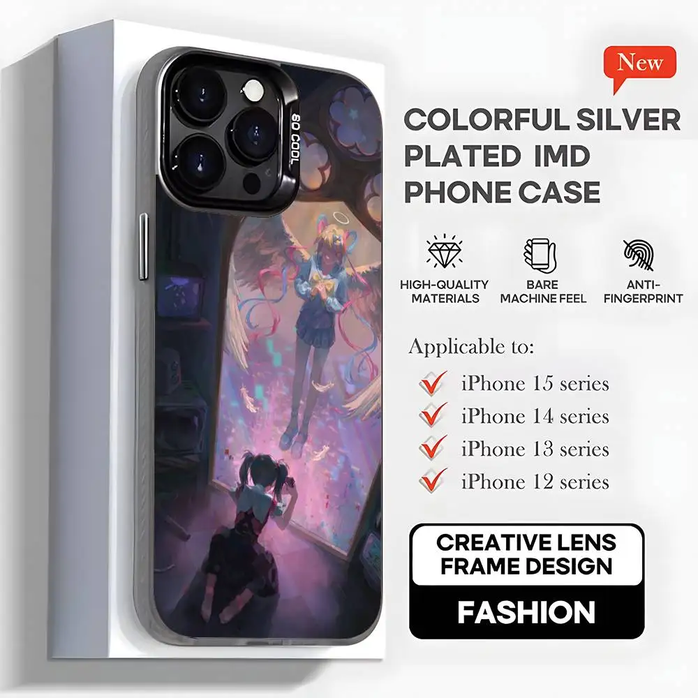 Omg Kawaii Angel-chan Capa de telefone para iPhone 16,15,14,13,12,11, Mini, Pro, MAX, plus, capa preta fosca à prova de choque