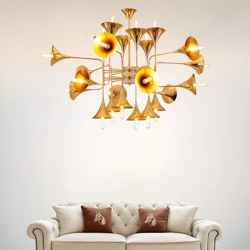 

Modern Golden Pendant Lamp Retro Horn Pendant Lamp Used for Decorative Lighting in Living Rooms Hotels and Exhibition Halls