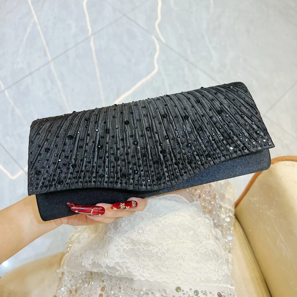 New clutch luxury diamond-encrusted dinner  women's clutch banquet evening  chain messenger bag women's bag