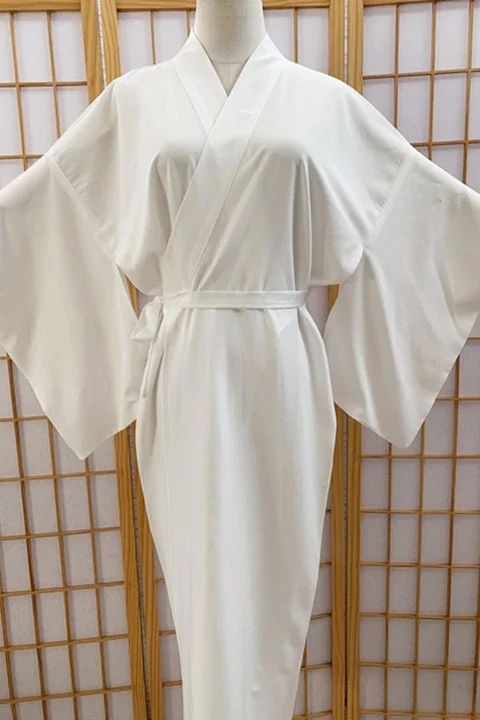 Kimono japonés tradicional para mujer, bata larga Yukata blanca Juban con cinturón para kimonos, accesorios de uso interior