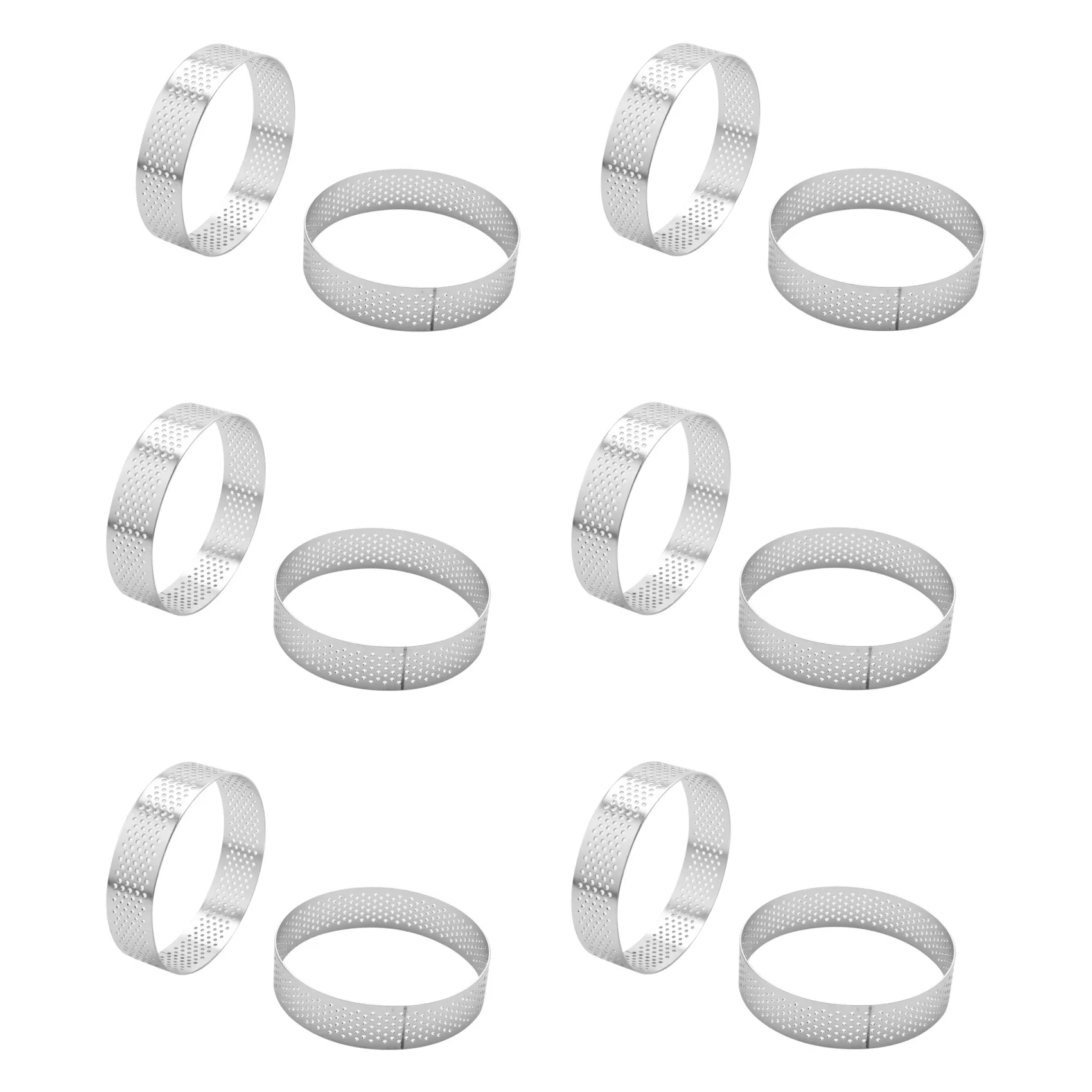 B62B-48X Circular Stainless Steel Porous Tart Ring Bottom Tower Pie Cake Mould, 8Cm