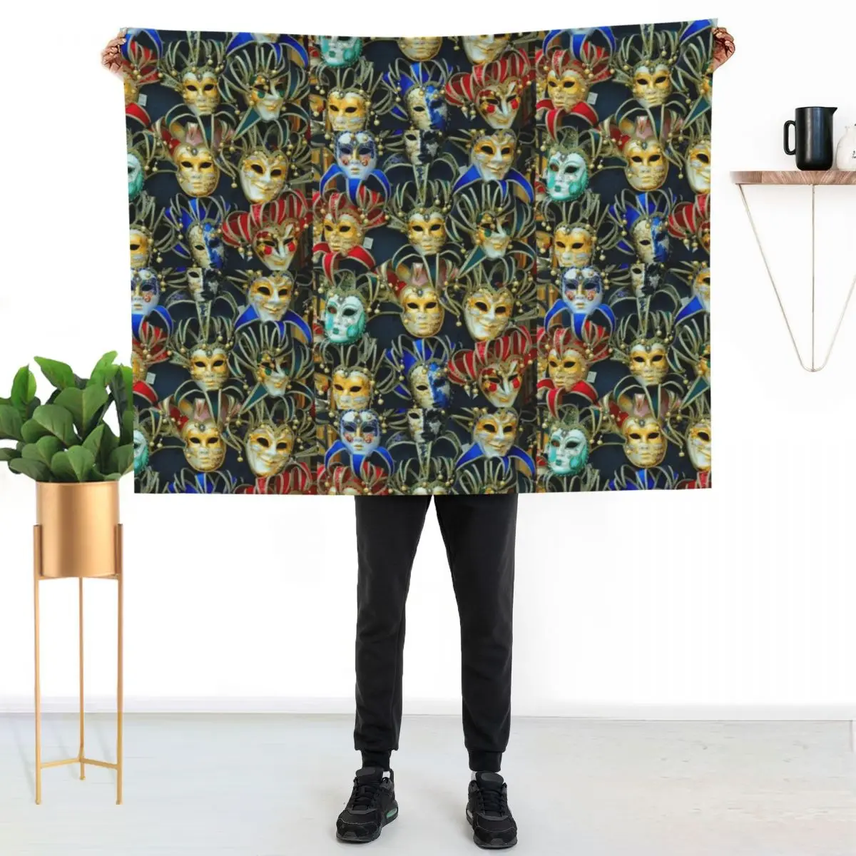 Venetian Opera Masks Throw Blanket Blankets Sofas Of Decoration Thermals For Travel Warm Thins For Sofa Thin Vintage Blankets