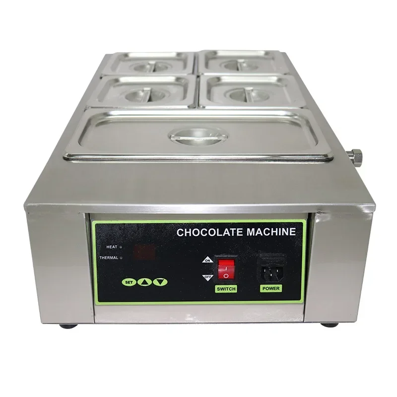 #￥Electric Chocolate Melting Pot,6 Tank with Food Grade Stainless Steel with Teflon Non-Stick Coating, for Baking Tempering