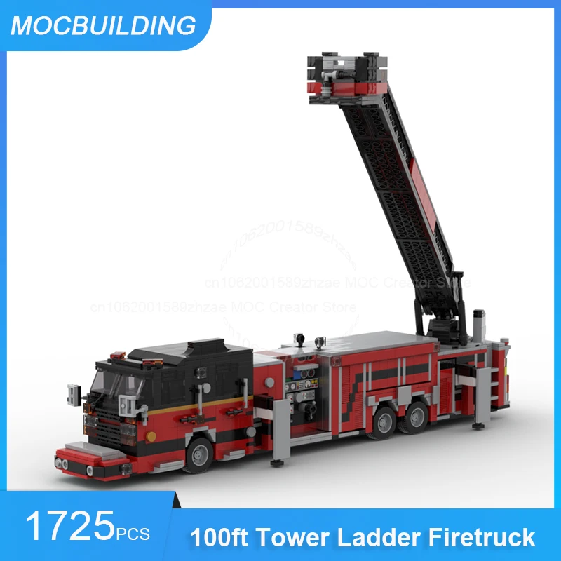 ตัวต่อ MOC บล็อก สมีล ซีรัส รถดับเพลิงแบบมีบันไดสูง 100 ฟุต รุ่นประกอบเอง DIY ของเล่นสะสมสร้างสรรค์ ของขวัญ 1725 ชิ้น