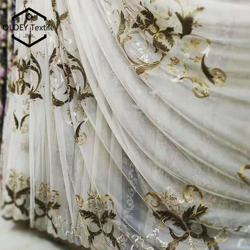 

European Tapestry Embroidery Curtains for Living Room Bedroom French Window Balcony Customized Luxury Decorative Window Drapes