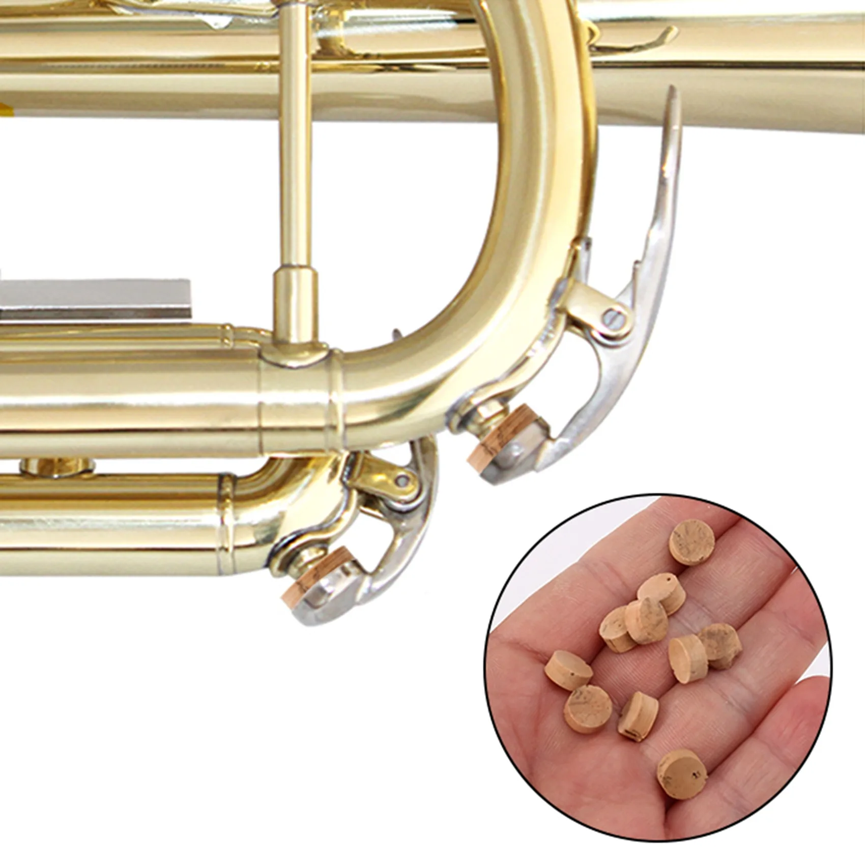 10 pçs chave de água válvula de cuspe almofada de cortiça para trompete trombone acessórios de reparo diâmetro 9mm espessura 4mm