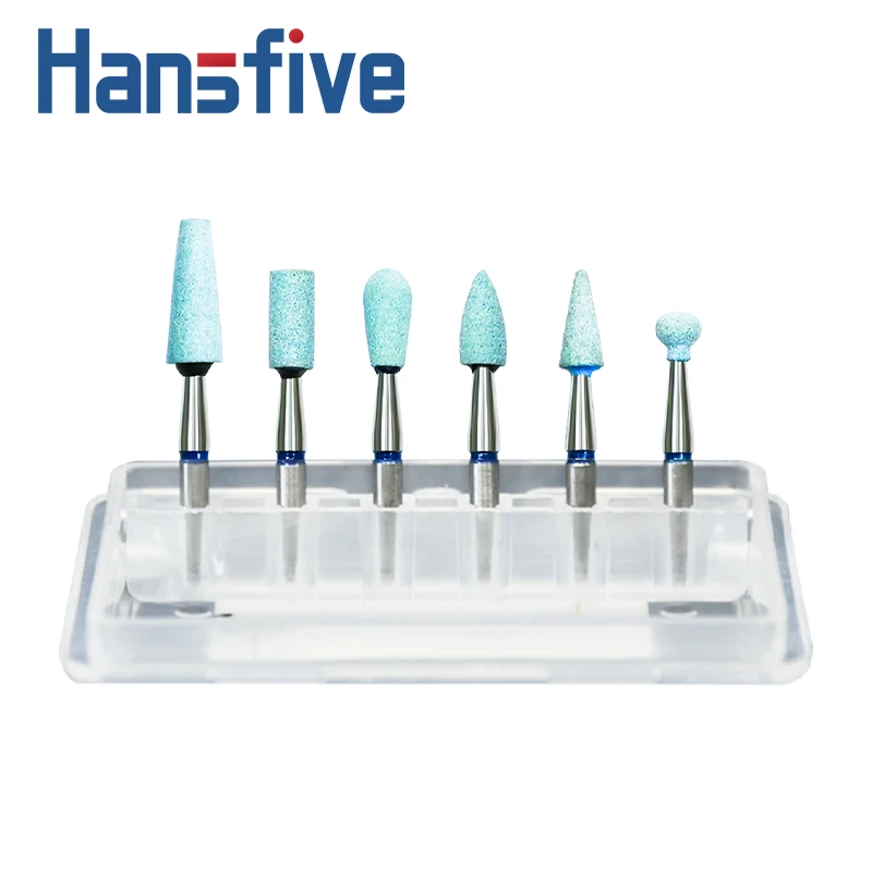 Hansfive 6pcs Dental Ceramic Diamond Grinder Coarse Zirconia Porcelain Grinding Polishing Head Dental Lab Material  RA 2.35mm