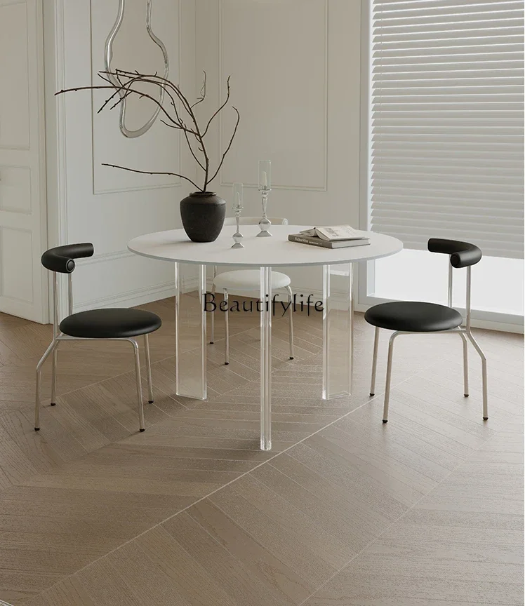 

FG28Stone Plate Dining Table Modern Suspension Acrylic round Table