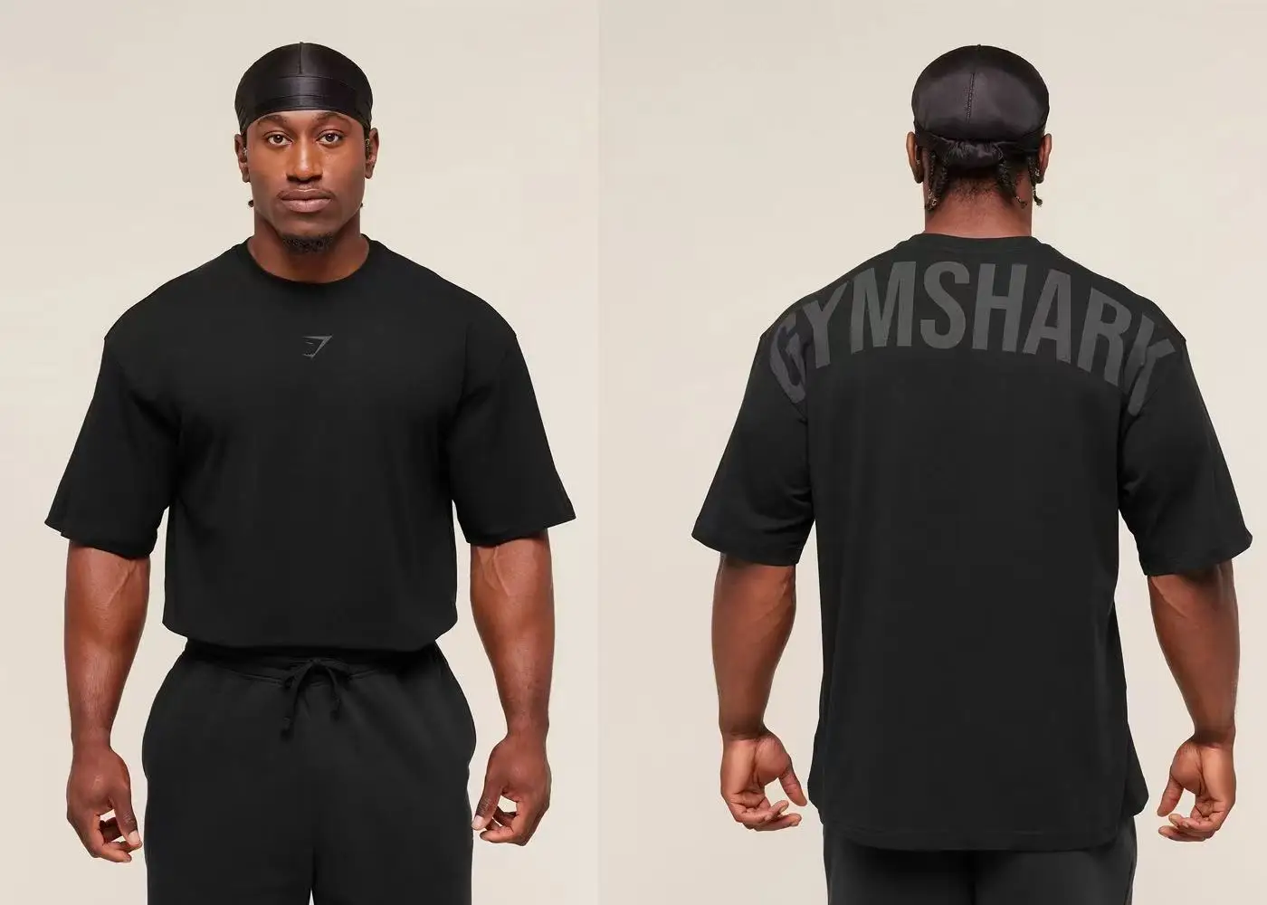 GYM SHARK Men's Fitness Training T-shirt, Loose fit Short sleeved Top, Large Back Printed Fitness Casual Shirt