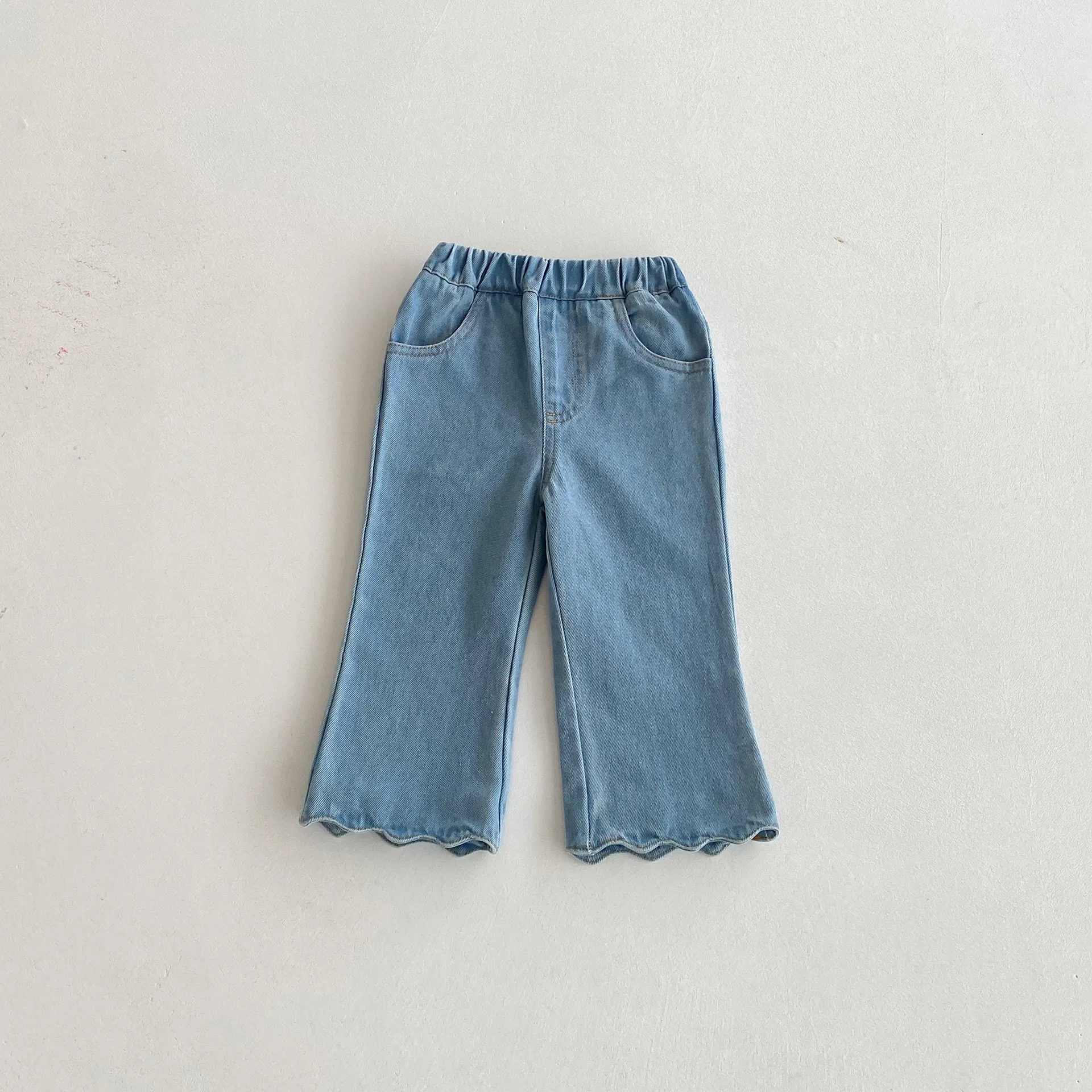 

2025 Autumn New Girls Bootcut Jeans Solid Children Flared Trousers For Baby Girl Casual Pants Fashion Kids Clothes