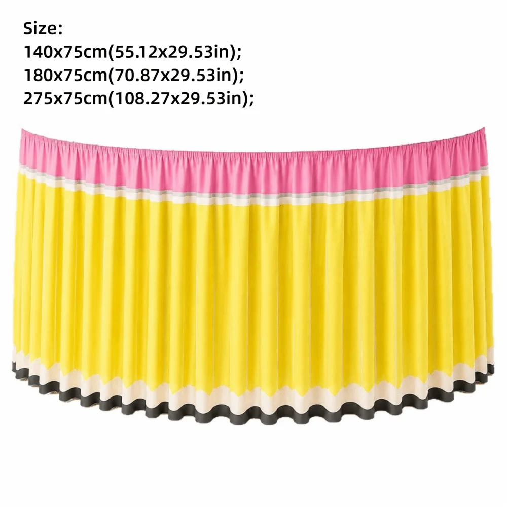 Candy Color Pencil Table Skirt Multi Size Multi-functional School Table Skirt Pencil Theme School Stationery Table Draping view 6