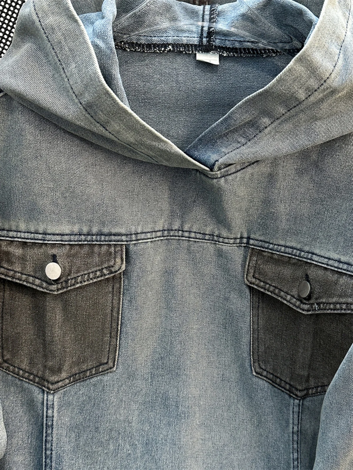 Spring Autumn Denim Hoodie Splicing with Pockets Men's Sweatshirts American Casual Fashion Loose Jean Male Pullover Top