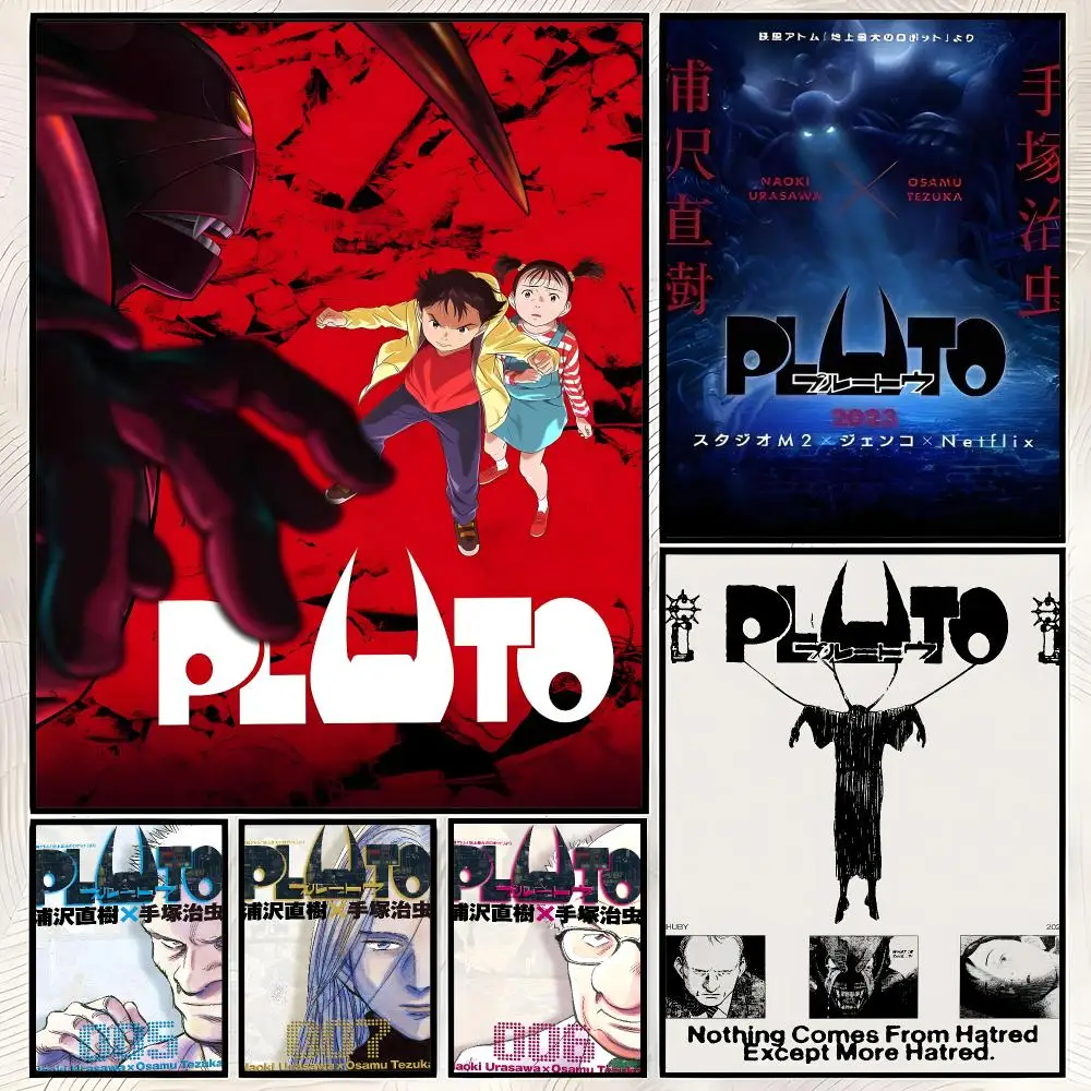 Anime Mystery SciFi Pluto Poster Self-Stick HD PP paper Wall Art  Waterproof Decor for Bedroom, Living Room，Gift