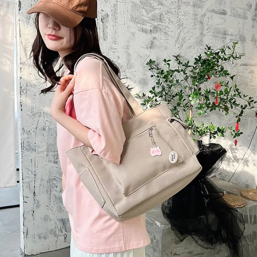 Fashionable Large Capacity Canvas Tote Bag Minority Design Portable Oxford Shopping Bag Multi-Pocket Original Mommy Bag Girls