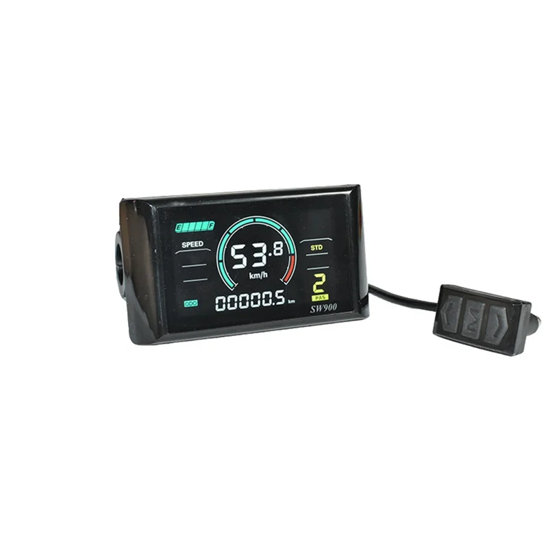 SW900 Color Screen LCD Display Control 24/36/48/60/72V Speedometer Wired Waterproof Plug Bicycle Accessories