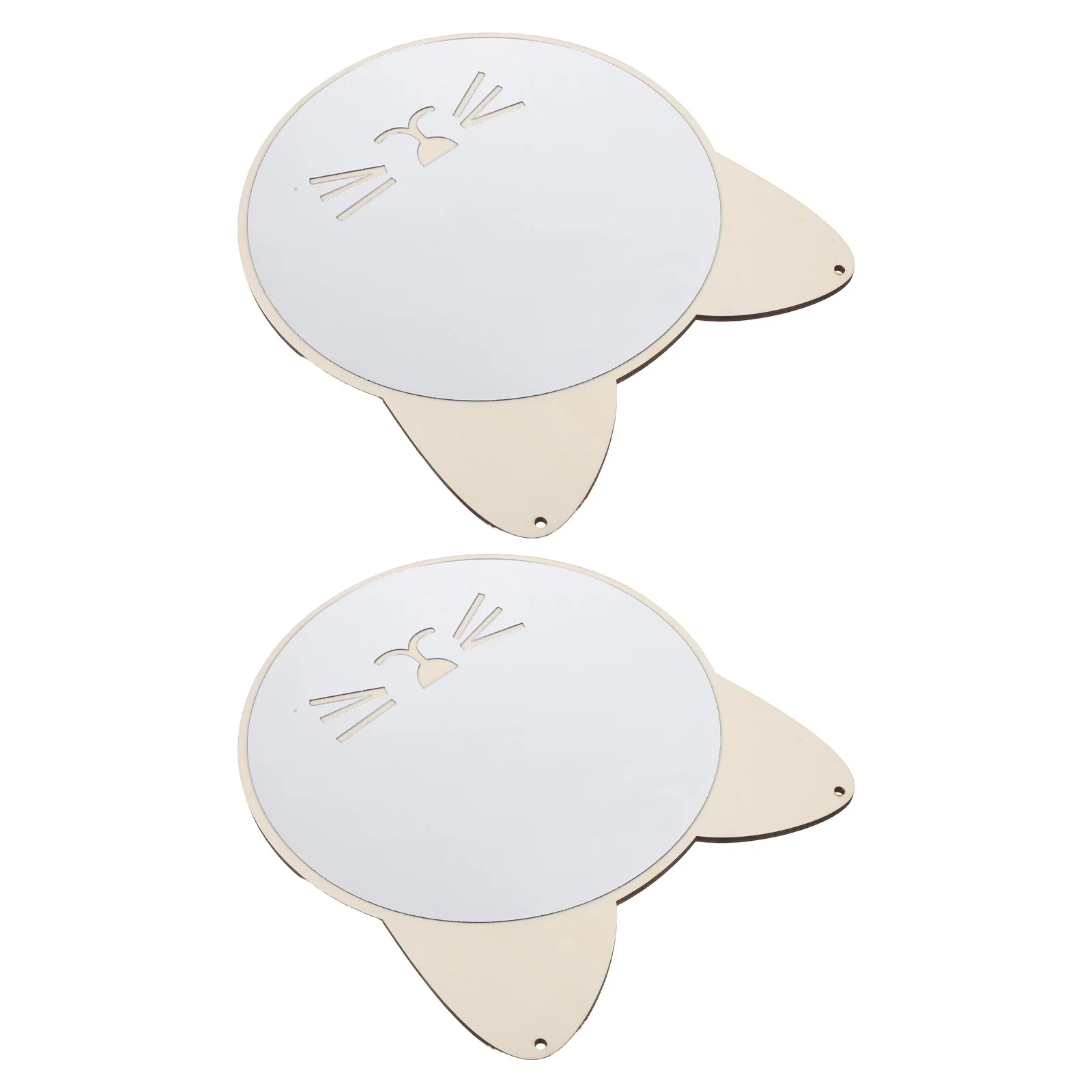 

2pcs Cat Shape Unique Kitten Design Wood Frame Acrylic Wall Mirror For Bedroom Bathroom Nursery Decor Room Living Space