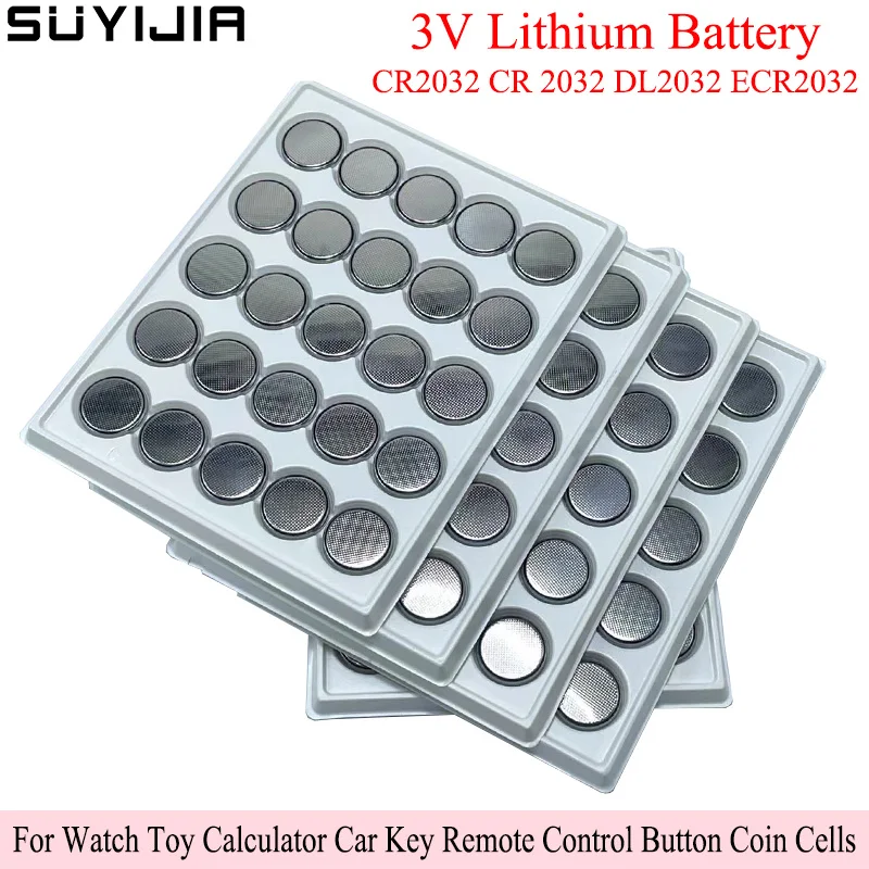 50-200PCS 200mAh CR2032 CR 2032 DL2032 ECR2032 3V Lithium Battery Watch Toy Calculator Car Key Remote Control Button Coin Cells