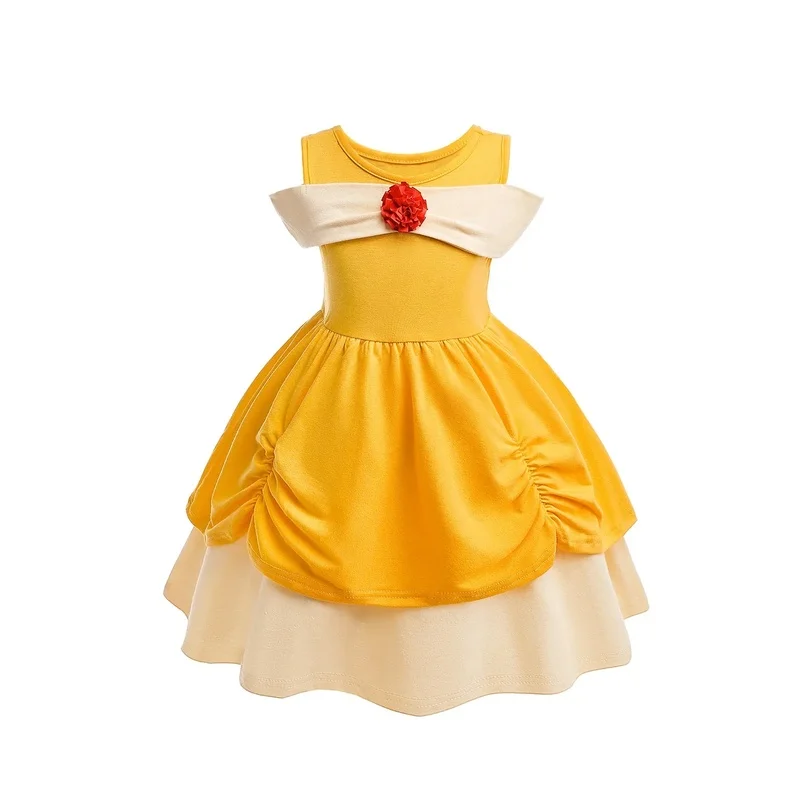 ( # ^.^ # Nuevo Vestido de Verano 2026, Transpirable, 100% Algodón, Princesa Bella, Anna, Rapunzel, Tiana, Blancanieves, para Uso Diario, Pascua →_→VERÉS MI LOOK