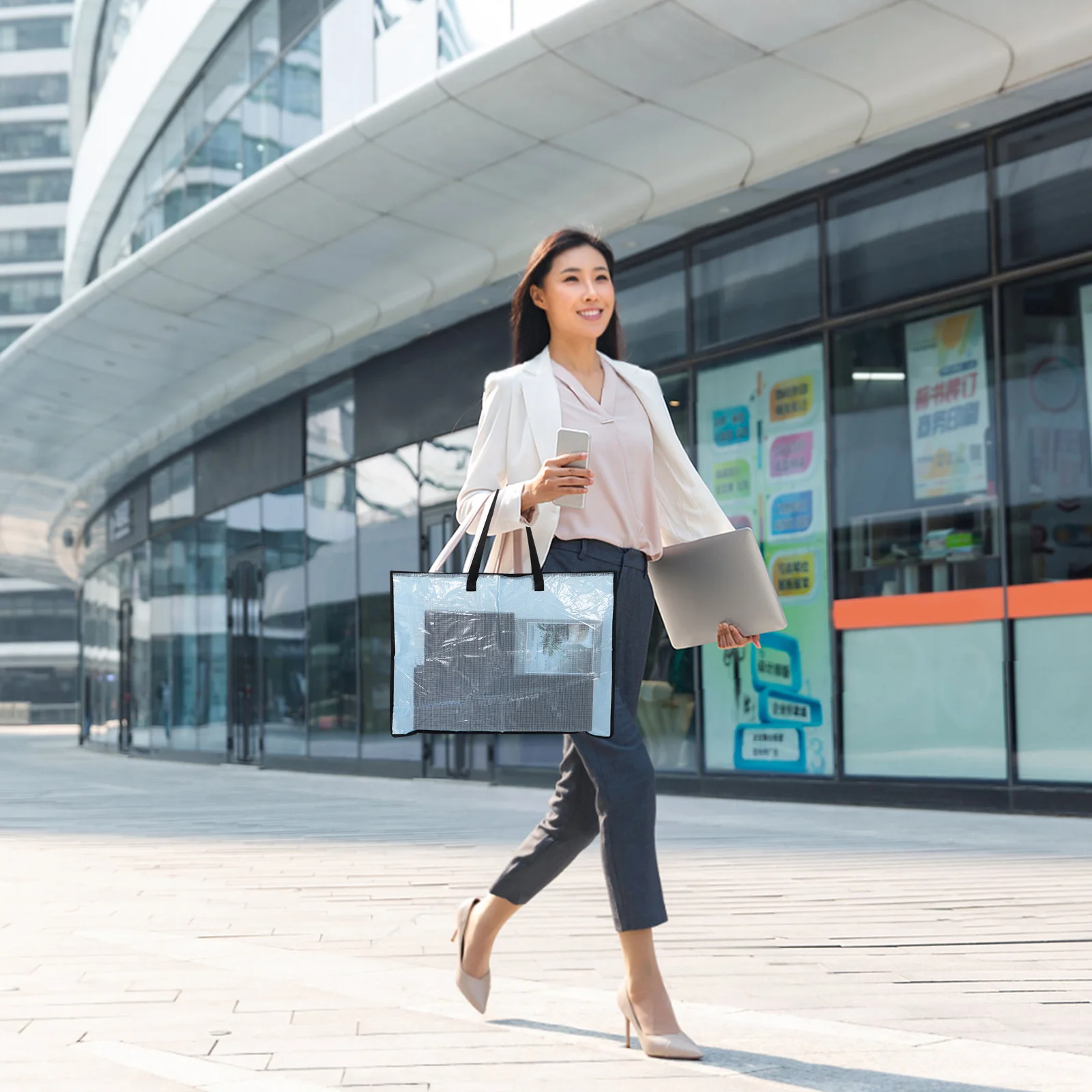 

Transparent Poster Bag 24.76X18.47In Clear Artwork Organizer With Handle Zipper Storage Portfolio Case For Posters Drawings