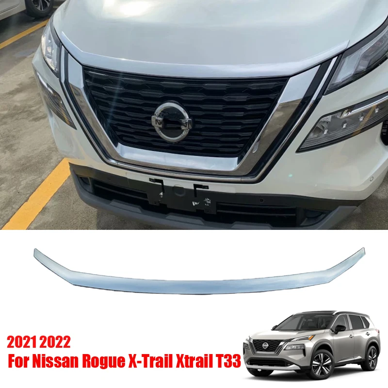 For Nissan Rogue X-Trail T33 2021 2022 ABS chrome Front Grille Grill Hood Engine Cover Trim Exterior decoration Car Accessories