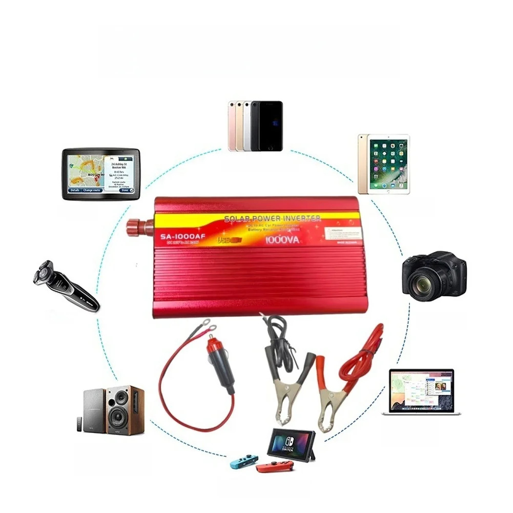 1000W Car Power Converter/Inverter 12V To AC 220V Suitable For Laptop Charging Protection Against Battery Reverse Polarity