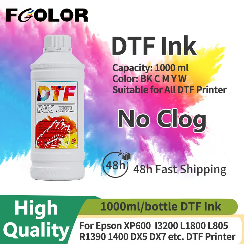 Hot Sale DTF Ink 1000ML DTF Printer Ink for 4720 I3200 XP600 ET8550 L1800 L8050 L8058 Digital Printing Printer White Color CYMK