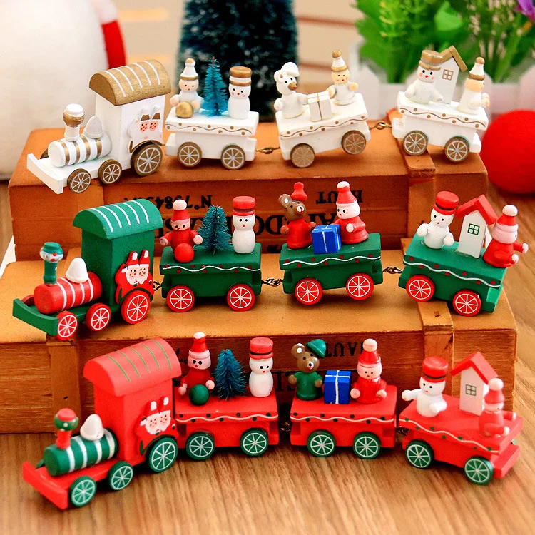 Christmas Decorations Christmas Wooden Train Games for Kids Kindergarten Festival Christmas Gift Christmas Decoration Gift