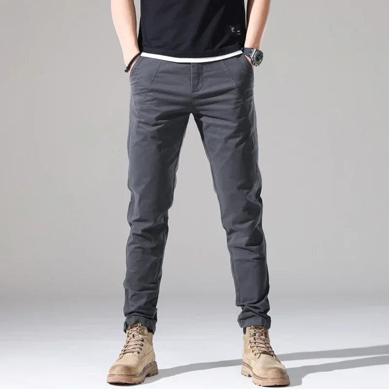 Men Casual Pants Slim Fit Stretch Spring And Autumn New Arrivals Fashion Button Desinger Men\'s Clothing Streetwear Male Trousers