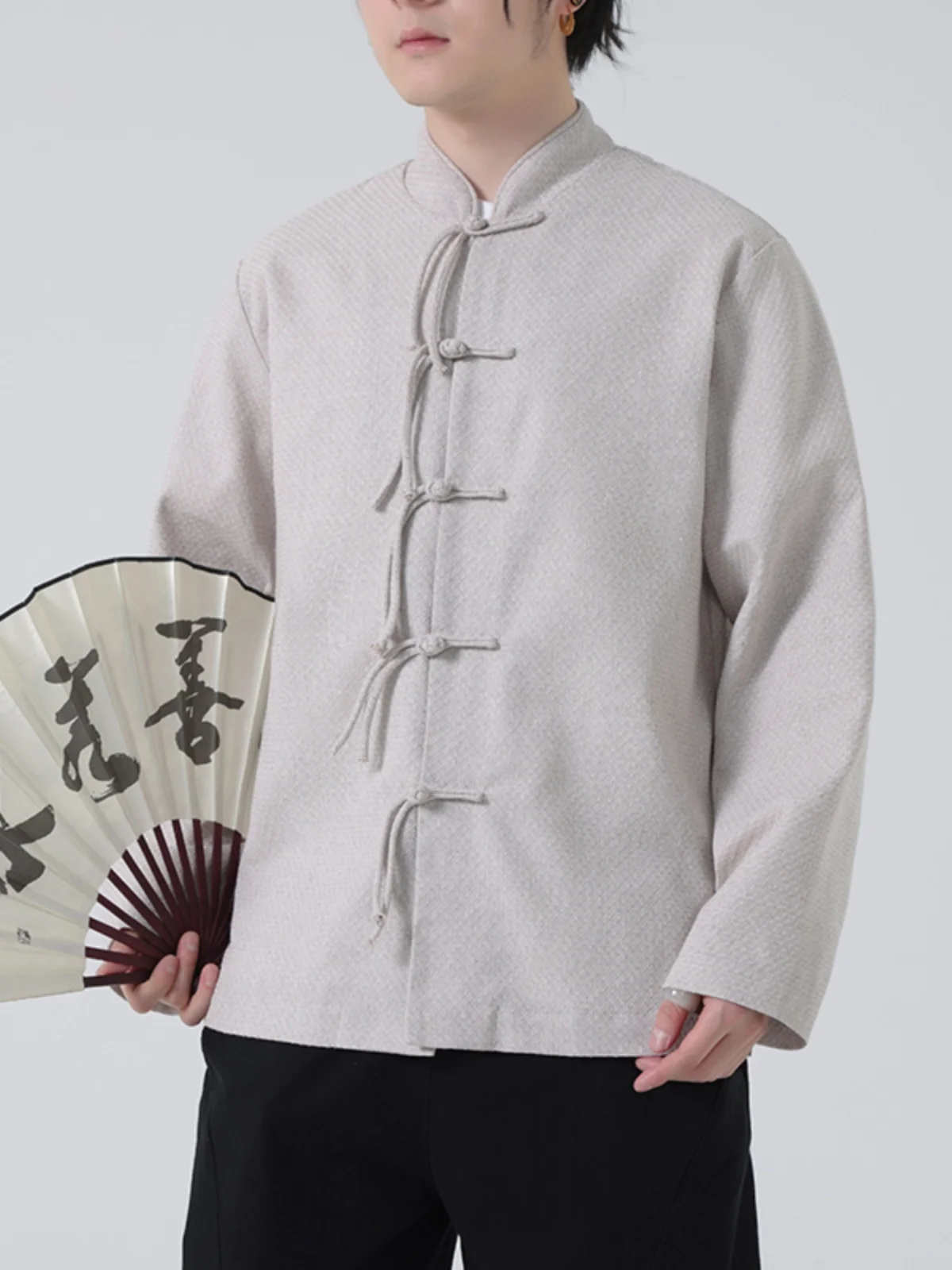 

Новый китайский костюм Цин Тан в стиле ретро, мужское пальто Zhongan большого размера, весенне-осеннее пальто в стиле дзен, монастый костюм на пуговицах