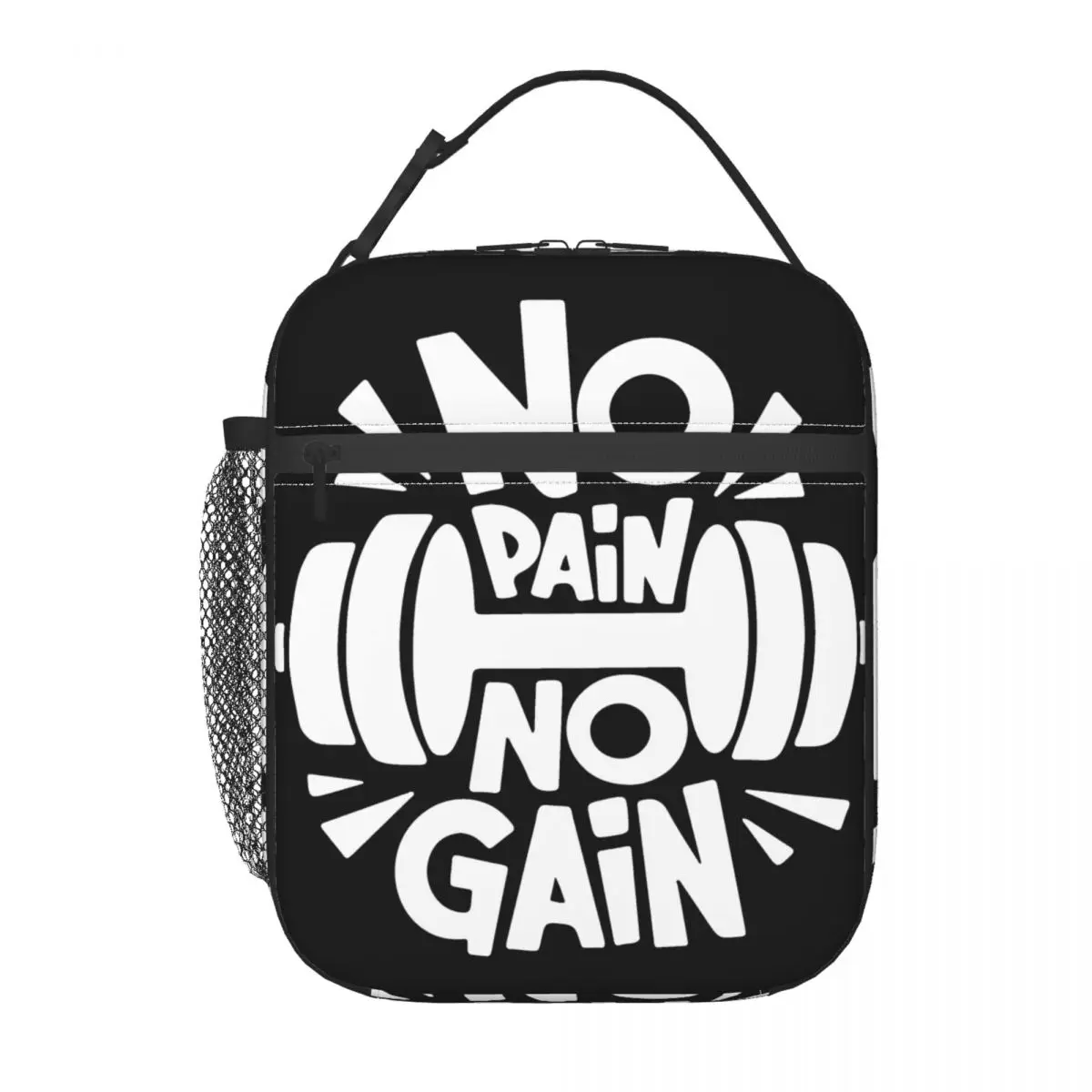 No Pain No Gain Insulated Lunch Bag Tote Food Handbag