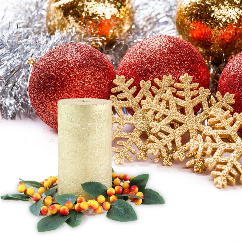 GOOD-6Pcs عيد الميلاد شمعة خواتم إكليل الاصطناعي التوت شمعة خواتم الشاي ضوء الدائري لعيد الميلاد الشكر الحصاد الديكور
