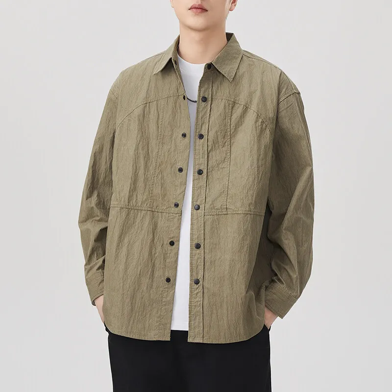 

Outdoor Fashion Track Techwear Cargo Shirt Men Streetwear Cityboy Plus Size Loose Casual Long Sleeve Shirts Oversiz Blouses